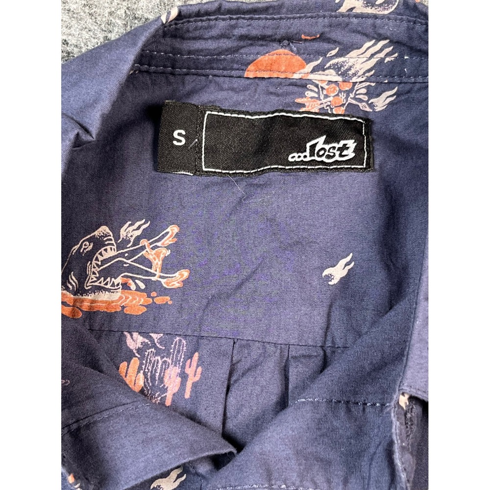 Lost Enterprises Shirt Mens Small Navy Graphic Surf Skate Novelty Print SS